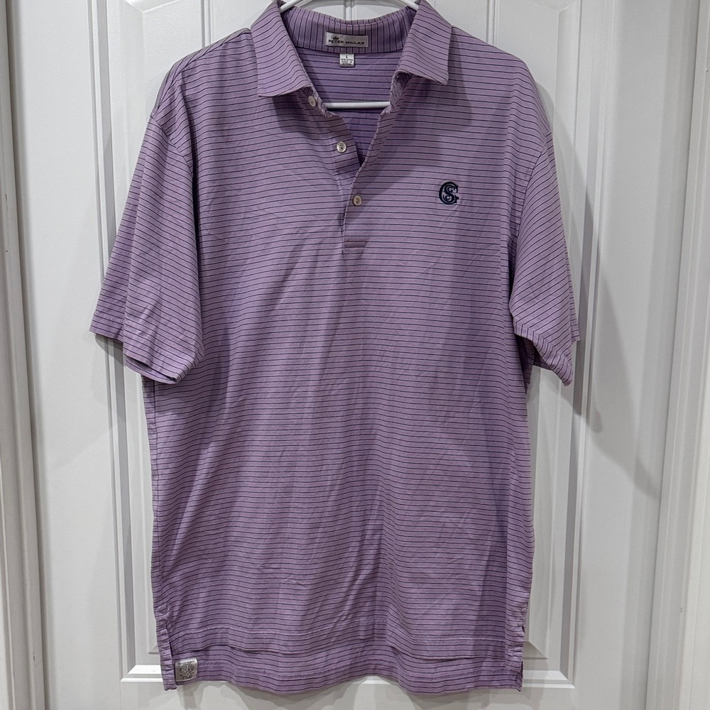 EUC Peter Millar Lavender Striped Golf Polo Shirt